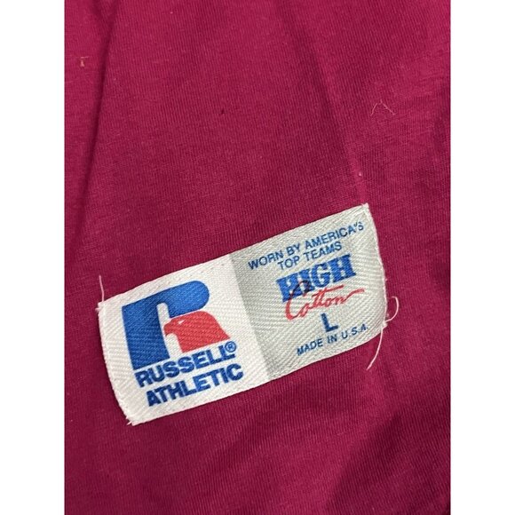 Vtg Russell Athletic Men’s Blank Button Up Jersey Pink XL Made In USA 1/2 Sleeve - Picture 4 of 9